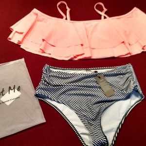 Two Piece High Waist Off Shoulder Swimsuit